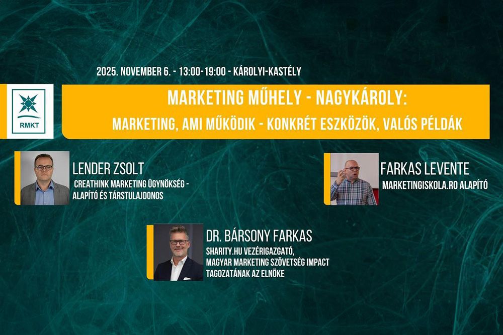 Fontos! A Marketing Műhelyre a jegyek kizárólag online vásárolhatók meg