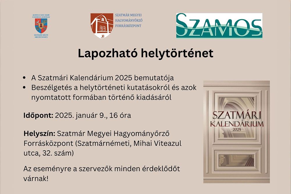 Lapozható helytörténet - Bemutatják a 2025-ös Szatmári Kalendáriumot