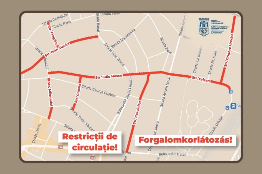 Időszakos útlezárásra kell számítani szombaton Szatmárnémeti több utcájában is