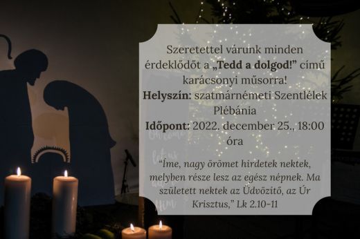 Ismét lesz karácsonyi műsor a Szentlélek templomban