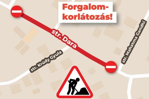 Lezárják hétfőtől a Darai út egy szakaszát a forgalom elől