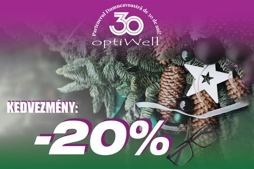 Ünnepi kedvezmény az OptiWellnél – 20 százalékkal olcsóbban vásárolhat szemüveget egész decemberben
