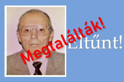 Megtalálták az eltűnt idős férfit!