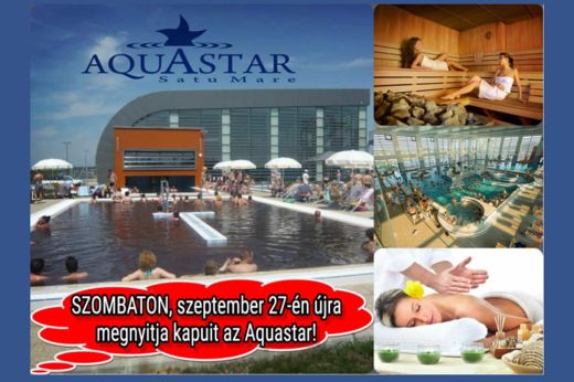 Szeptember 27-én, szombaton újra megnyitja kapuit az Aquastar!