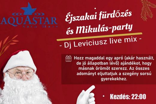 Jótékonysági Mikulás-party és éjszakai fürdőzés az Aquastarban
