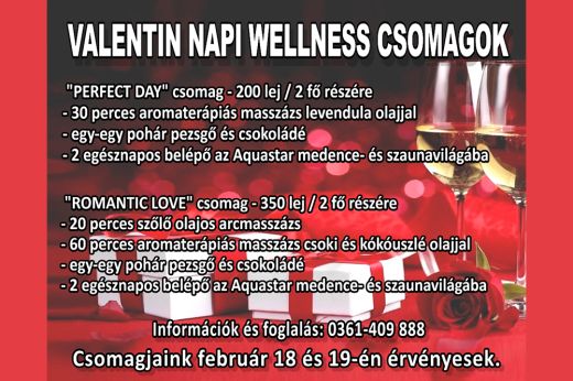 Valentin napi wellness csomagok az Aquastarban