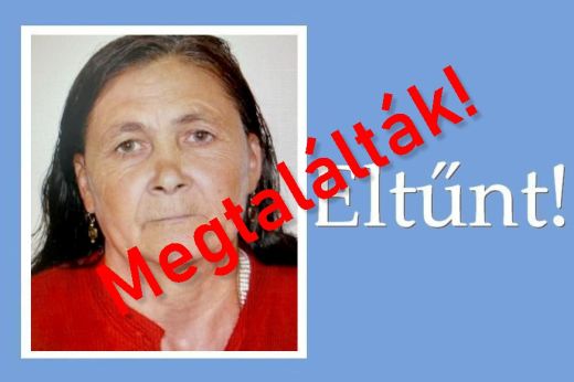 Megtalálták a csütörtökön eltűnt nőt